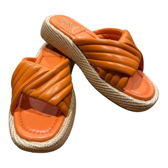 Vince Camuto Orange Espadrille Slide Sandals - Picture 2 of 6